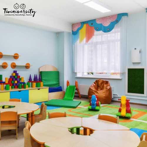 an infant or toddler classroom at a daycare for twins