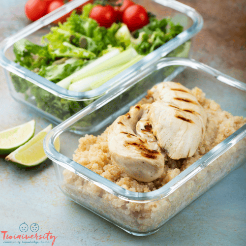 chicken and vegetables prepped to eat when pregnant