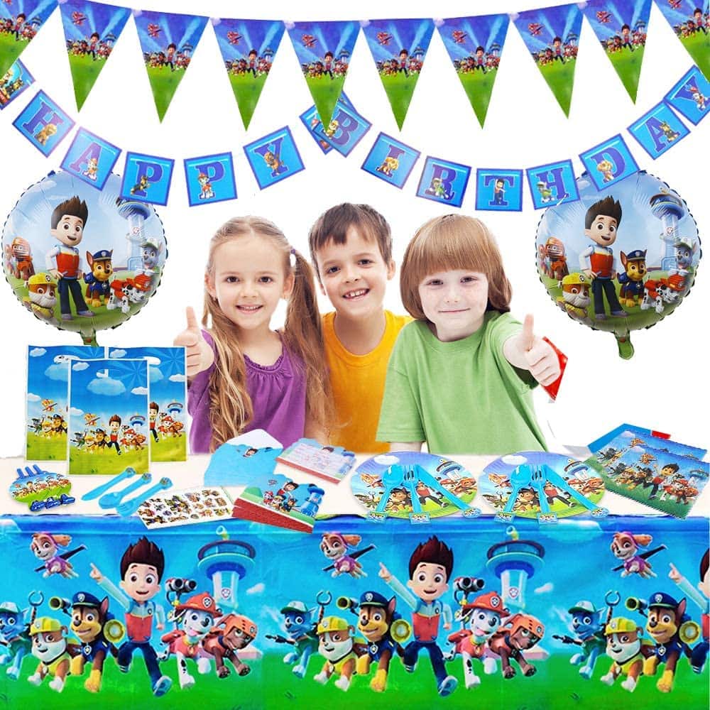 twins' birthday 3 kids with a paw patrol birthday decorations set