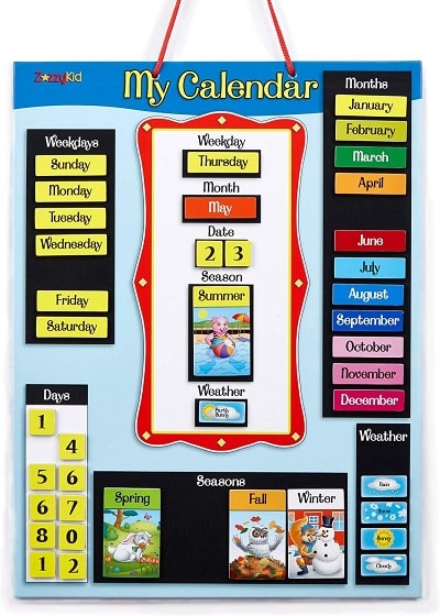 remote learning space hanging magnetic calendar