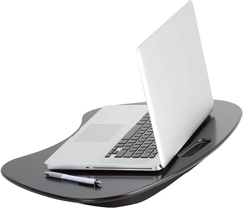 remote learning space portable desk and laptop