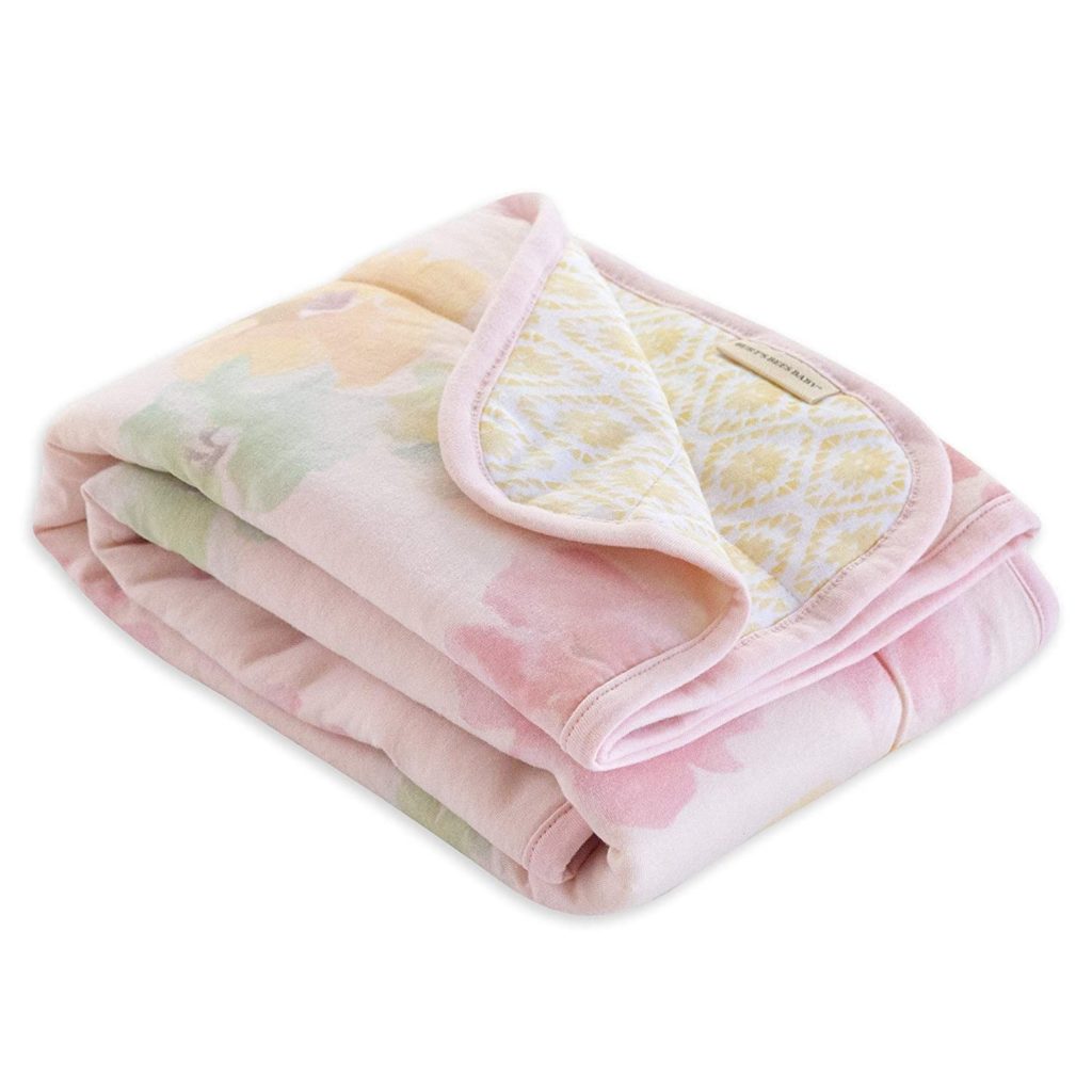 stroller blanket soft pink  colored folded baby blanket