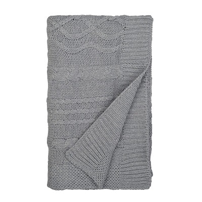 stroller blanket Grey folded cable-knit baby blanket