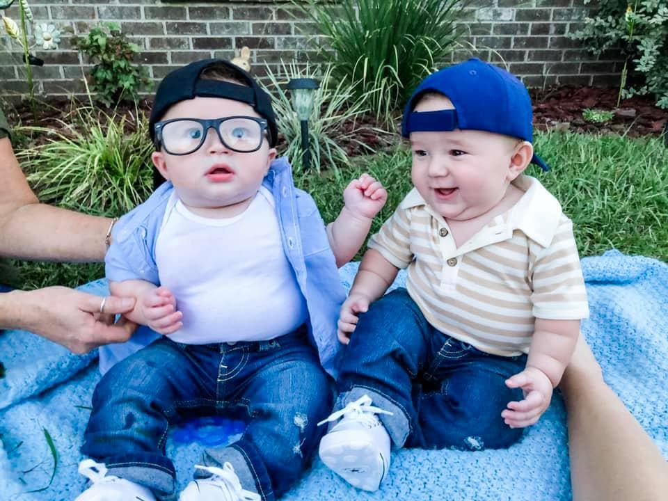 twin babies dressed as hambino and squints from the sandlot twin boys halloween costumes