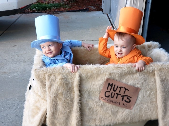 toddler boys dressed as dumb and dumber twin boys halloween costumes