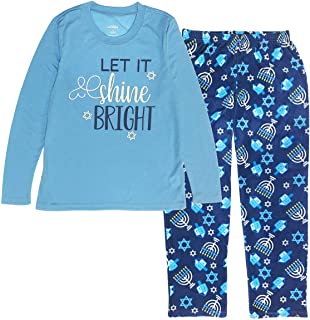 matching christmas pajamas 2 piece set of blue hanukkah pjs