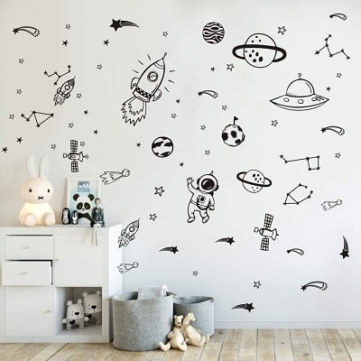 space themed nursery a wall with space decals