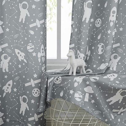 space themed nursery grey curtains with white space pictures
