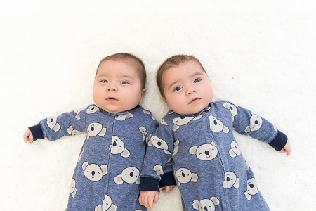 twins are not genetic clones twins in matching pajamas