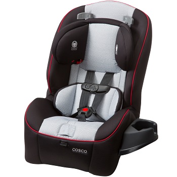 Black and gray Cosco Scenera car seat with red trim