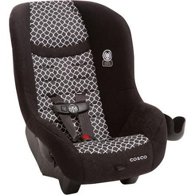 black with patterned cosco scenera car seat