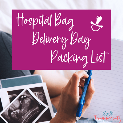 hospital bag and delivery day packing list graphic