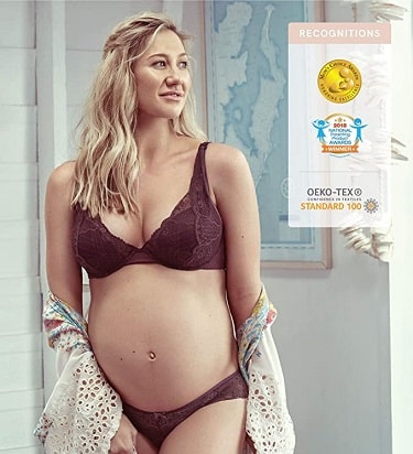 pregnant woman wearing pregnancy lingerie