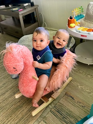 twin girls playing