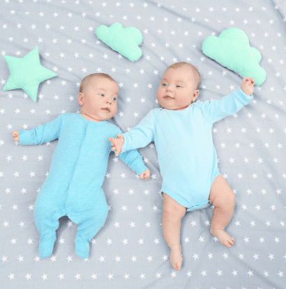 baby twins on a blanket