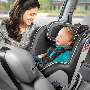 baby in a rear-facing car seat