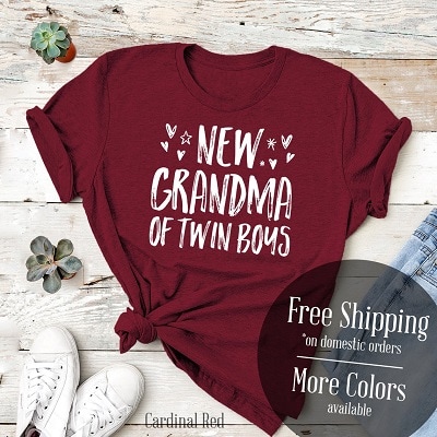 Maroon new grandma of twin boys tee