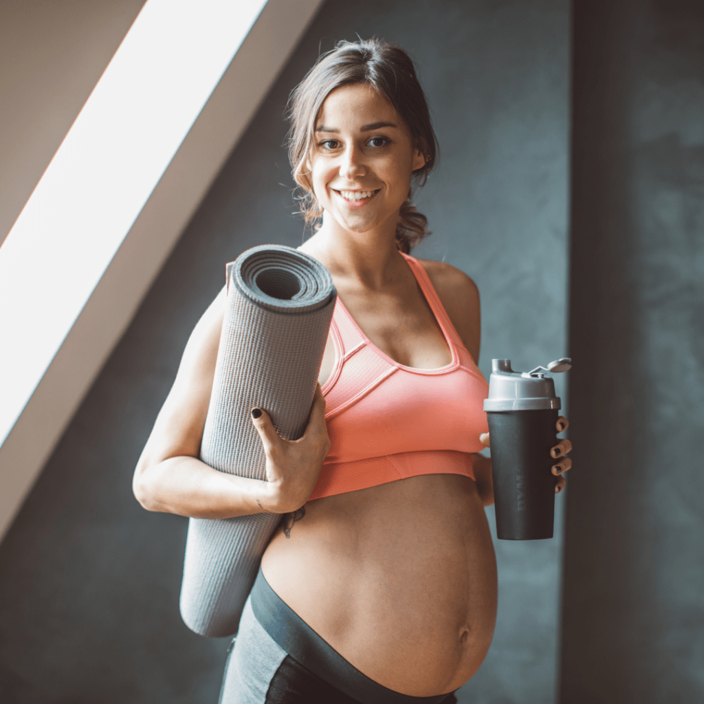 Pregnant mom with Yoga Mat