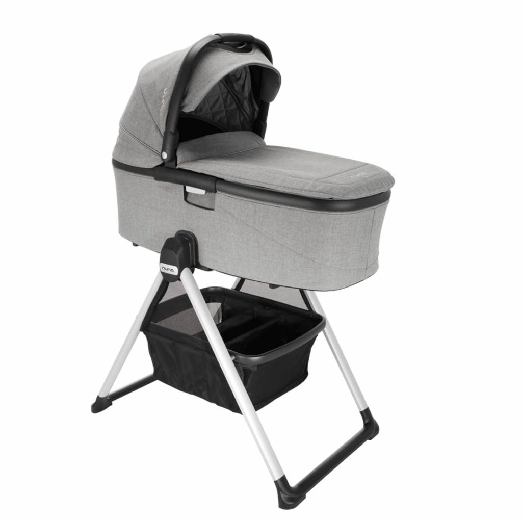 nuna bassinet and stand in gray