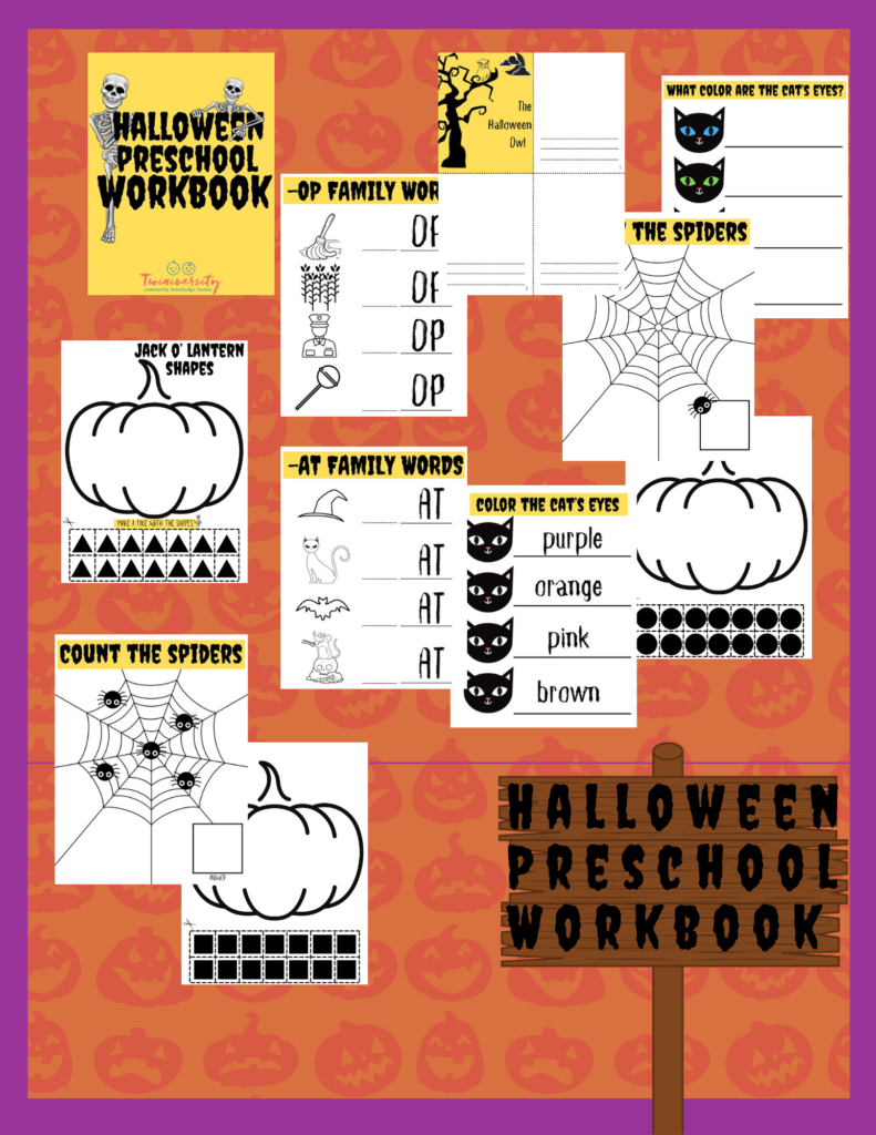 cover page of Halloween workbook for preschoolers