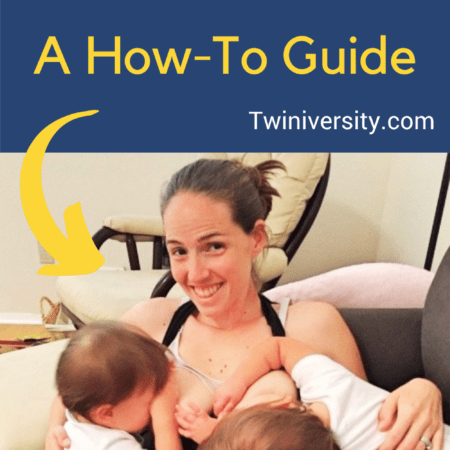 a mom breastfeeding infant twins