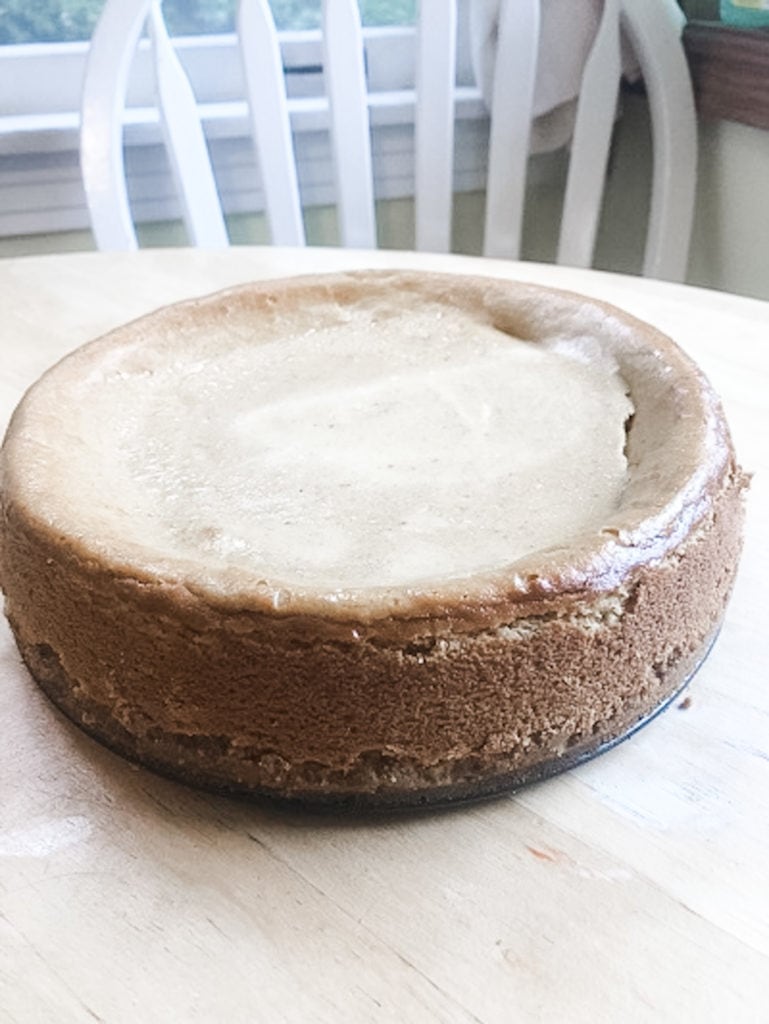 whole, baked pumpkin cheesecake
