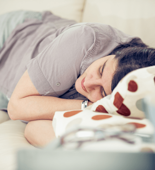 a woman taking a nap 