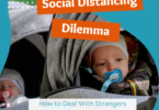 Twin babies in stroller with title of blog post: Social Distancing Dilemma: How to Deal With Strangers Touching Your Babies