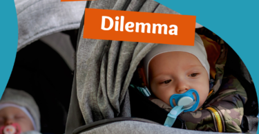Twin babies in stroller with title of blog post: Social Distancing Dilemma: How to Deal With Strangers Touching Your Babies