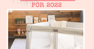 a tan play yard and pink graphic that reads 'amazing products just for twins for 2022'
