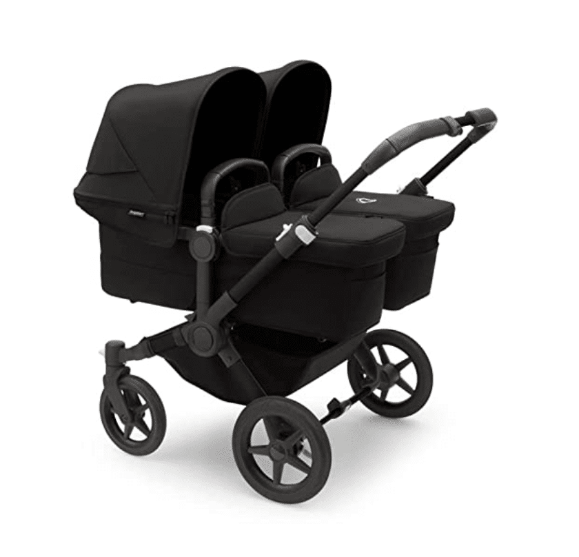 a twin stroller with 2 bassinets