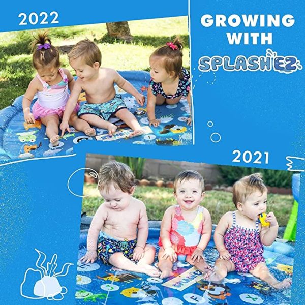 splash-ez water pad with three children in 2021 and in 2022