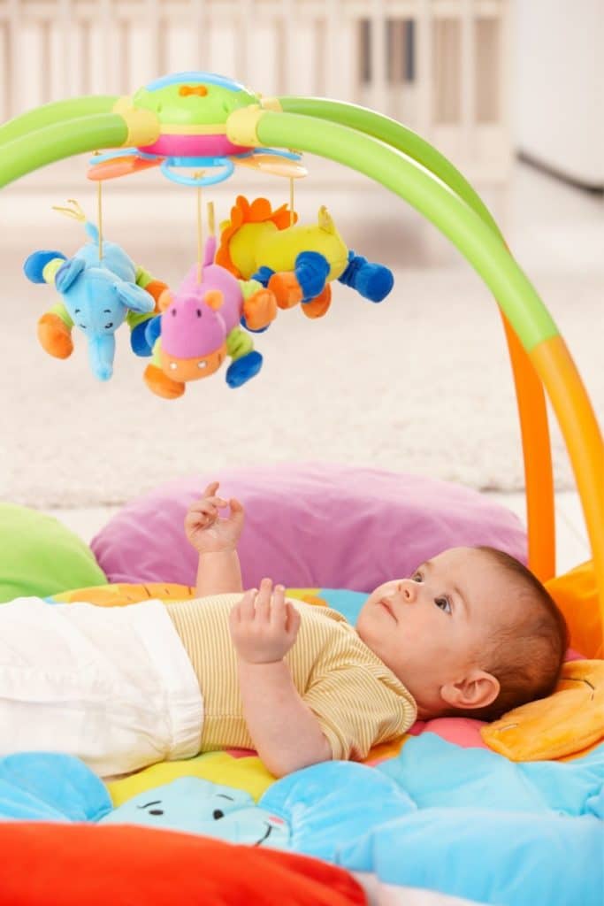 a playmat with mobile for your twins baby registry 