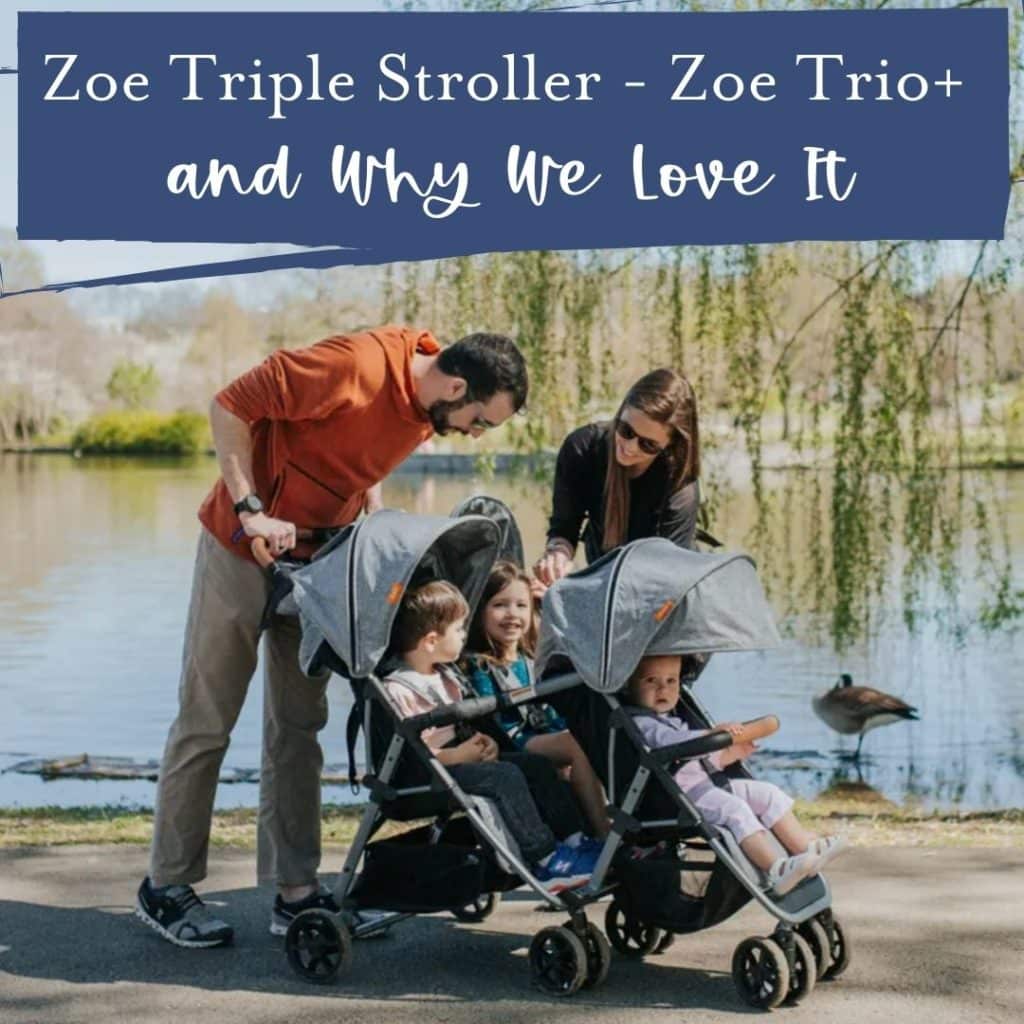 zoe triple stroller with family of triplets