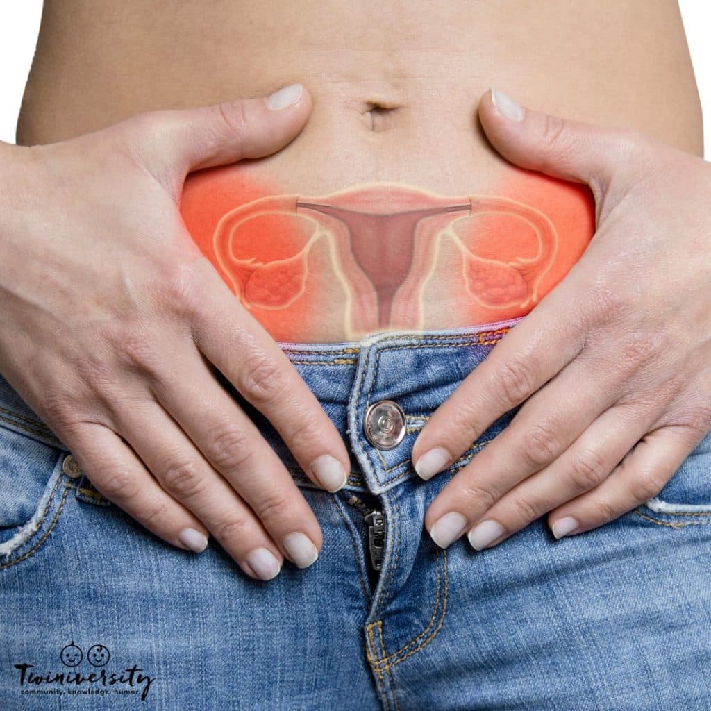 Close-up picture of a woman's lower abdomen, to illustrate that she has a shortened cervix