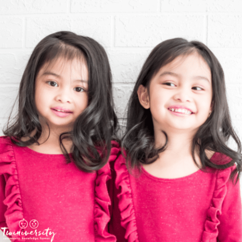 a set of identical twin girls with differences