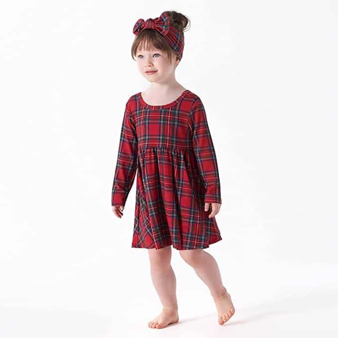 Girls Plaid About You Buttery Soft Twins Christmas pajama Dress