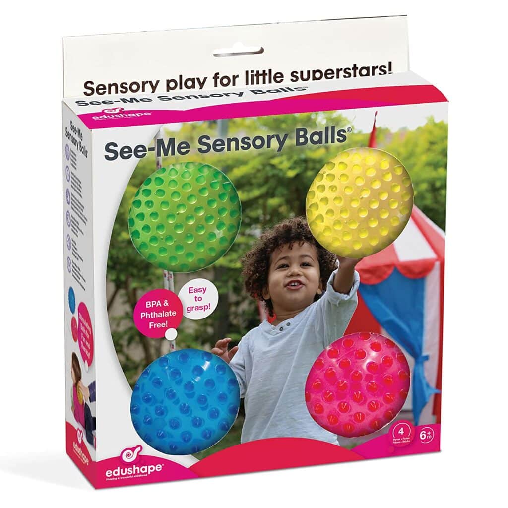 Green, Yellow, Blue and Red sensory balls from the Must-Have holiday Toys of 2022