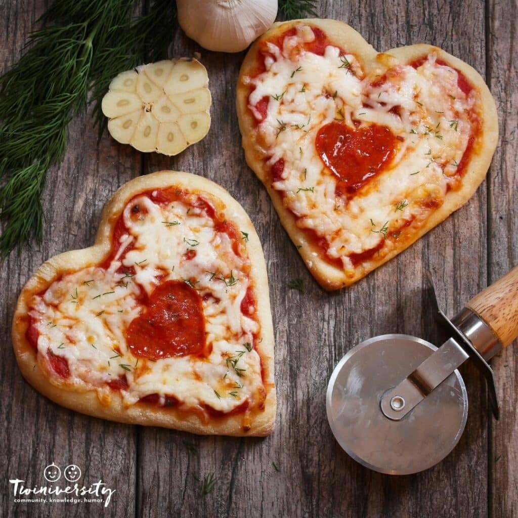 Making time for you honey on valentine's day may include an activity for the whole family like making heart pizzas