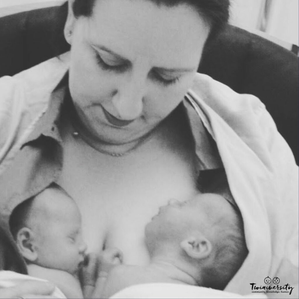 Natalie Diaz doing recommended KMC with her newborn twins