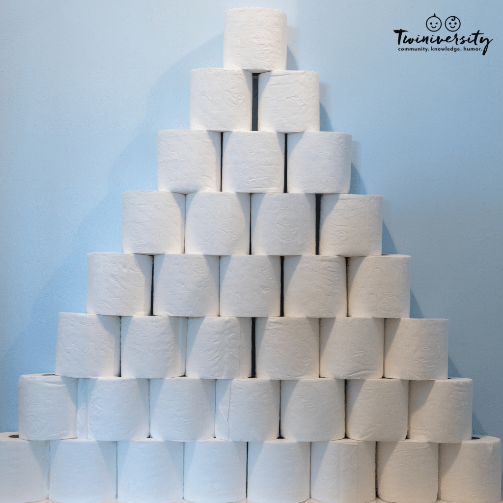 Building a toilet paper tower is a great gross motor activity.