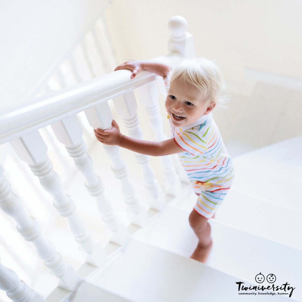 Simple activities like climbing stairs help with gross motor skills.