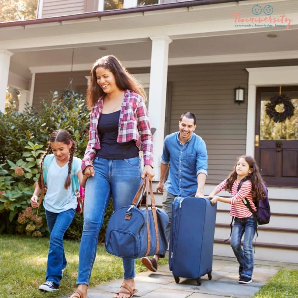 Family of four headed to stay with family while on vacation