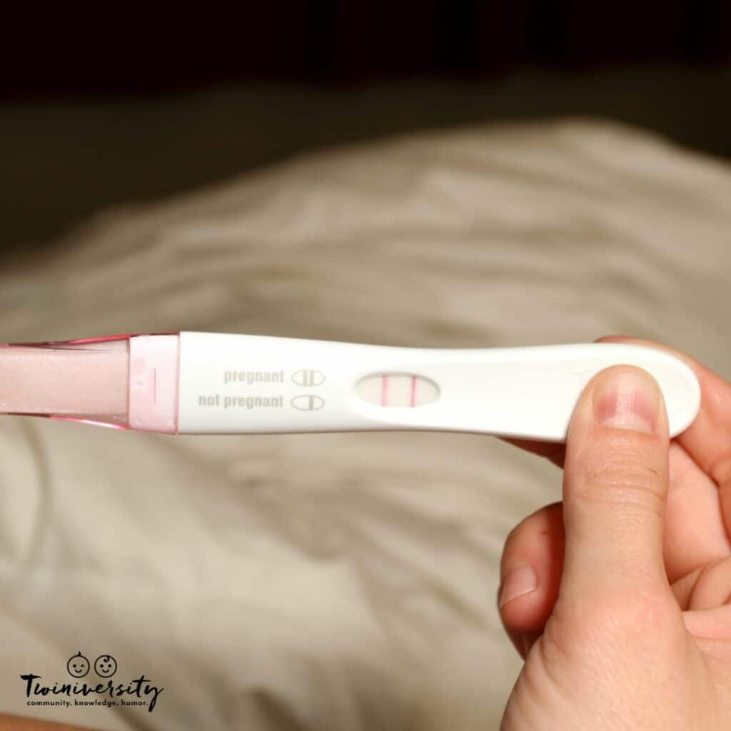 hcg level twins 5 week pregnancy test. The darker the line, the more hCG is present.