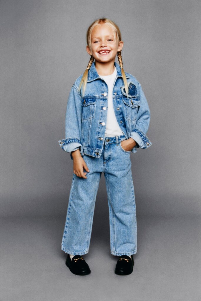 Little girl dressed in denim from Zara