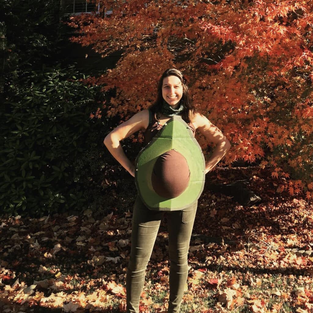 Be an avocado and make your baby bump the pit of the avocado for a Halloween Costumes for Your Twin Pregnancy 