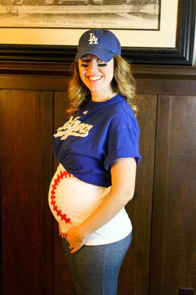 Use your bump to create a baseball costume