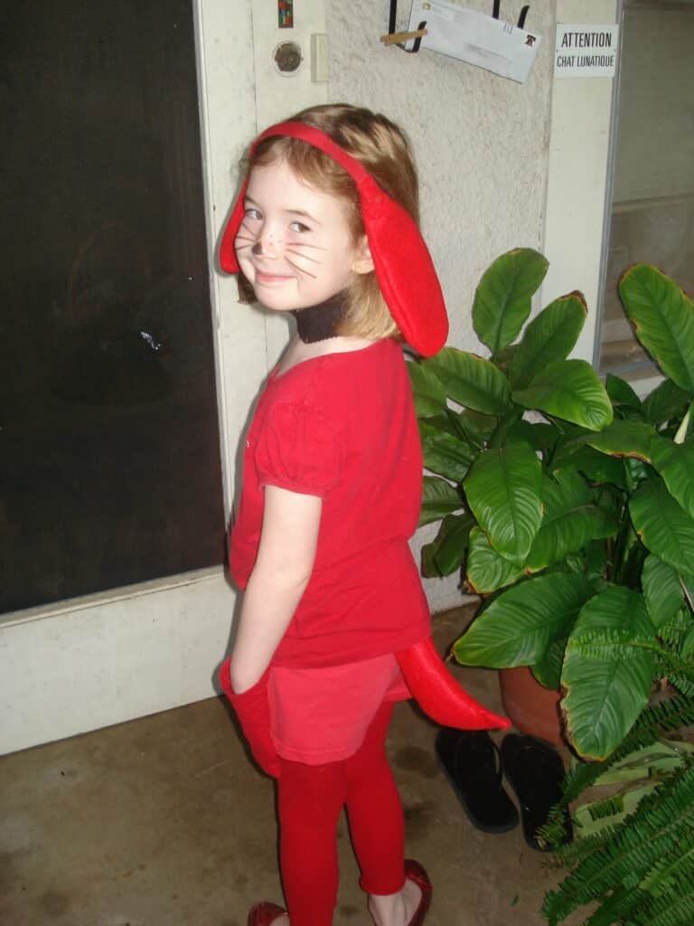 Clifford the big red dog makes a great last minute Halloween costume