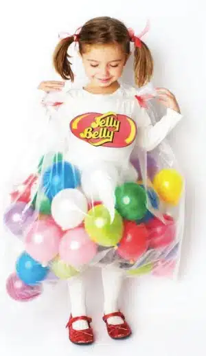 Balloons as Jelly Beans makes for an easy last minute Halloween costume