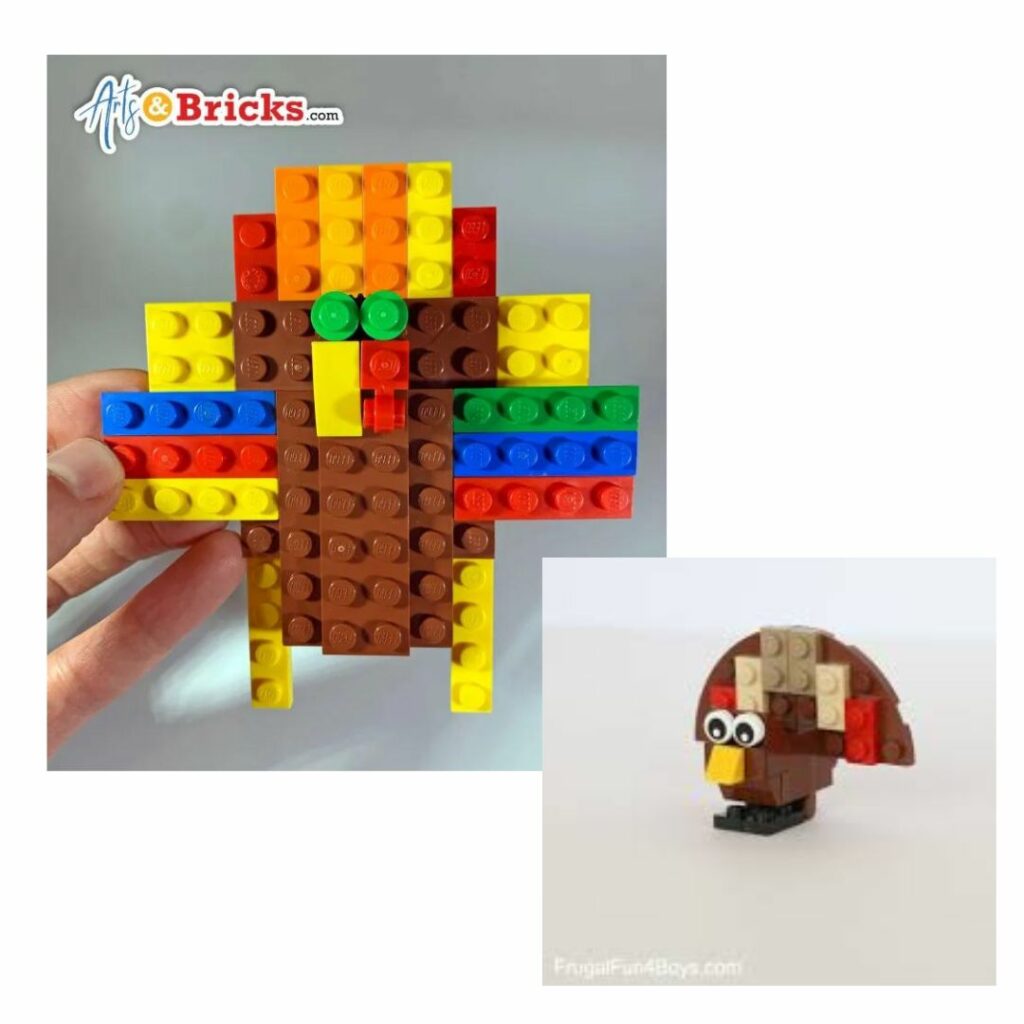 Lego turkey building challenge is a great activity on Thanksgiving day.